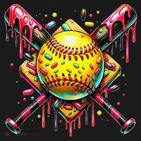 Softball Bat Ice Cream Dripping Baseball Home Plate Drip Ornament thumb 1