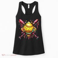 Softball Bat Ice Cream Dripping Baseball Home Plate Drip Women's Tank Top thumb 0