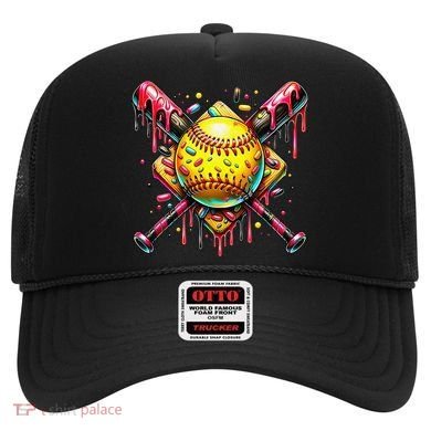 Softball Bat Ice Cream Dripping Baseball Home Plate Drip Hat
