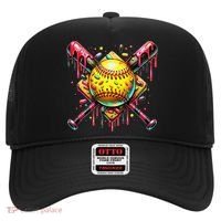 Softball Bat Ice Cream Dripping Baseball Home Plate Drip Hat thumb 0