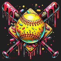 Softball Bat Ice Cream Dripping Baseball Home Plate Drip Hat thumb 2
