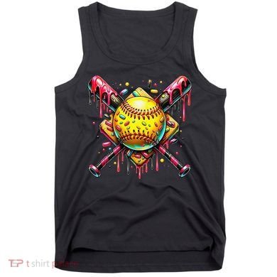 Softball Bat Ice Cream Dripping Baseball Home Plate Drip Tank Top