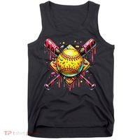 Softball Bat Ice Cream Dripping Baseball Home Plate Drip Tank Top thumb 0