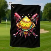 Softball Bat Ice Cream Dripping Baseball Home Plate Drip Golf Towel thumb 1