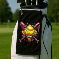 Softball Bat Ice Cream Dripping Baseball Home Plate Drip Golf Towel thumb 2