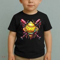 Softball Bat Ice Cream Dripping Baseball Home Plate Drip Toddler T-Shirt thumb 2