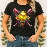 Softball Bat Ice Cream Dripping Baseball Home Plate Drip Women's T-Shirt thumb 2
