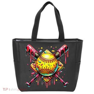 Softball Bat Ice Cream Dripping Baseball Home Plate Drip Tote Bag