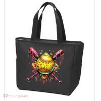 Softball Bat Ice Cream Dripping Baseball Home Plate Drip Tote Bag thumb 3