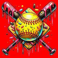 Softball Bat Ice Cream Dripping Baseball Home Plate Drip Santa Hat thumb 1