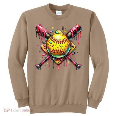 Softball Bat Ice Cream Dripping Baseball Home Plate Drip Sweatshirt