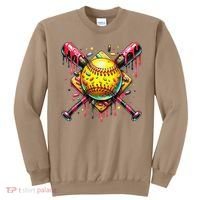 Softball Bat Ice Cream Dripping Baseball Home Plate Drip Sweatshirt thumb 0