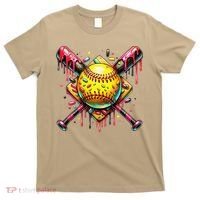 Softball Bat Ice Cream Dripping Baseball Home Plate Drip T-Shirt thumb 0