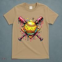 Softball Bat Ice Cream Dripping Baseball Home Plate Drip T-Shirt thumb 5