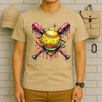 Softball Bat Ice Cream Dripping Baseball Home Plate Drip T-Shirt thumb 6