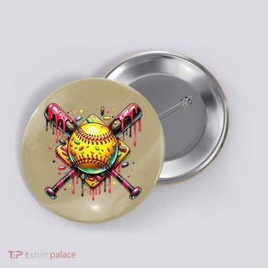 Softball Bat Ice Cream Dripping Baseball Home Plate Drip Button