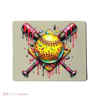 Softball Bat Ice Cream Dripping Baseball Home Plate Drip Mousepad