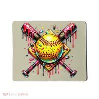 Softball Bat Ice Cream Dripping Baseball Home Plate Drip Mousepad thumb 0