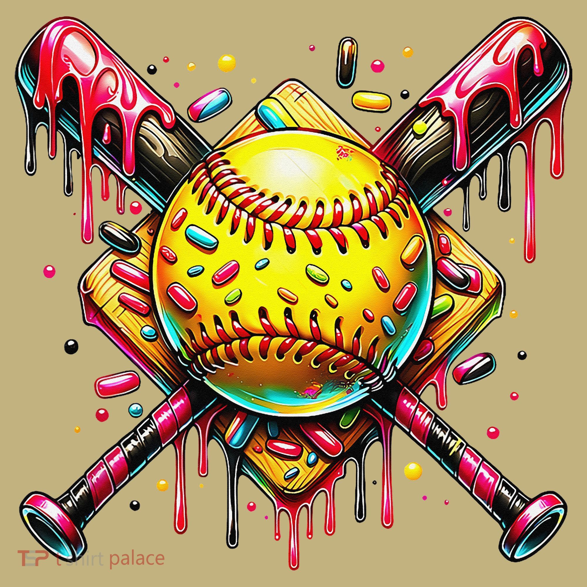Softball Bat Ice Cream Dripping Baseball Home Plate Drip Mousepad