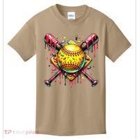 Softball Bat Ice Cream Dripping Baseball Home Plate Drip Kids T-Shirt thumb 0