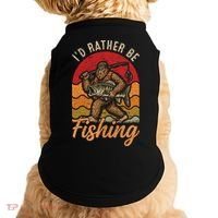 Sasquatch Bigfoot I'd Rather Be Fishing Doggie Tank thumb 0