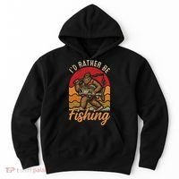 Sasquatch Bigfoot I'd Rather Be Fishing Hoodie thumb 0