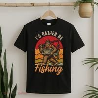 Sasquatch Bigfoot I'd Rather Be Fishing T-Shirt thumb 2