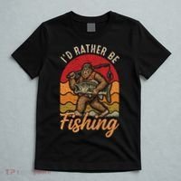 Sasquatch Bigfoot I'd Rather Be Fishing T-Shirt thumb 5