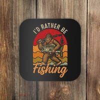 Sasquatch Bigfoot I'd Rather Be Fishing Coaster thumb 0