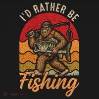 Sasquatch Bigfoot I'd Rather Be Fishing Women's Hoodie thumb 2