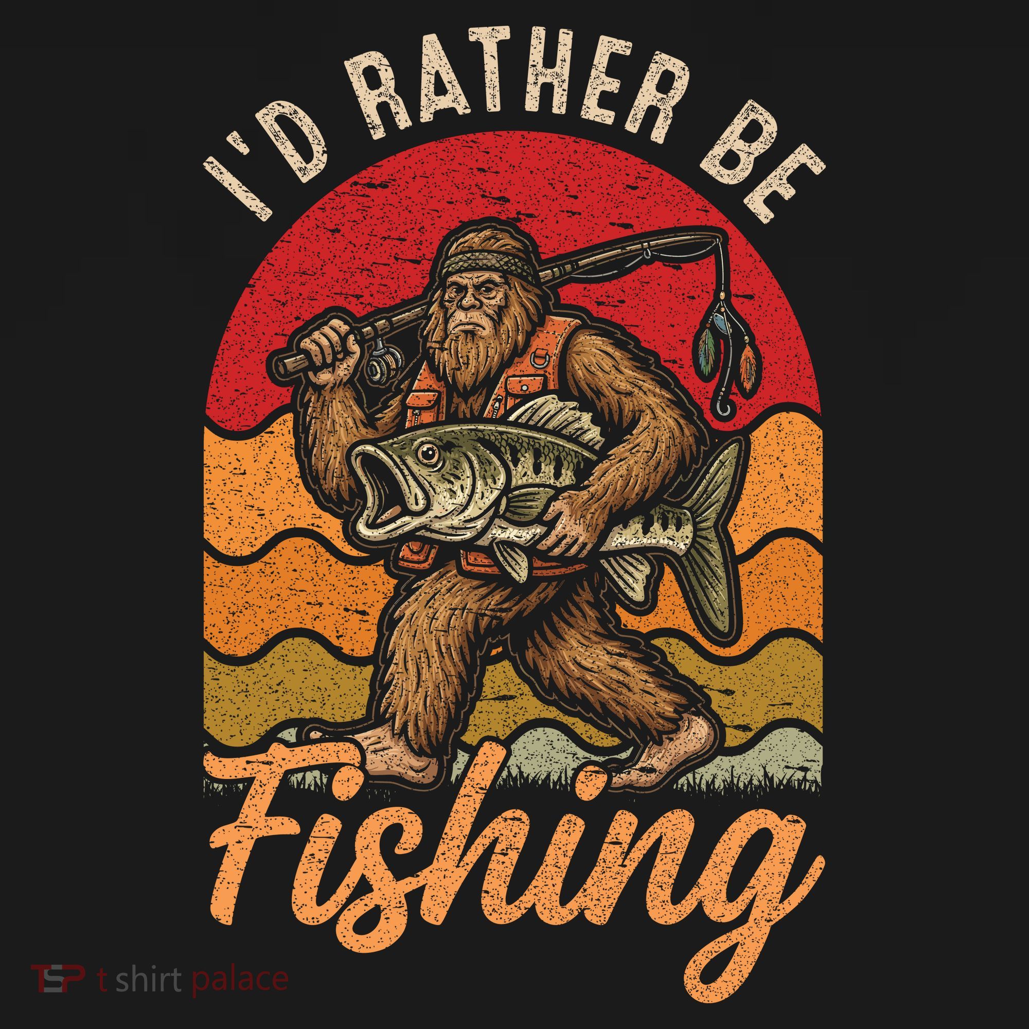 Sasquatch Bigfoot I'd Rather Be Fishing Women's Hoodie