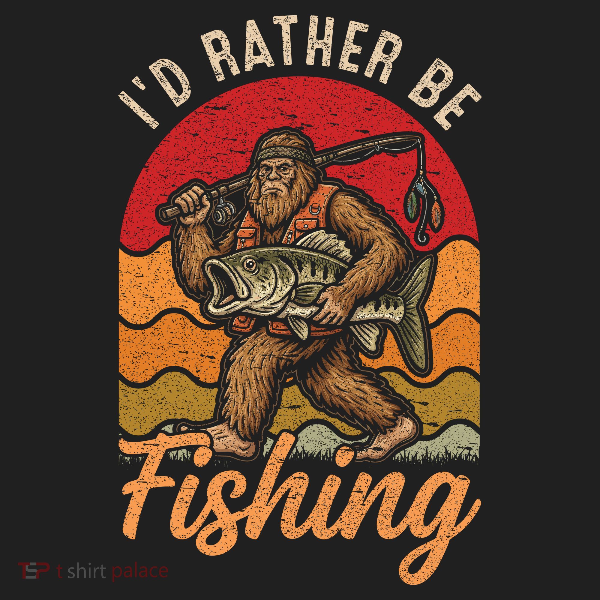 Sasquatch Bigfoot I'd Rather Be Fishing Tumbler