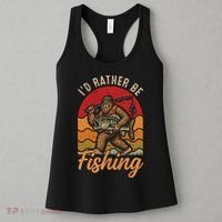 Sasquatch Bigfoot I'd Rather Be Fishing Women's Tank Top thumb 3
