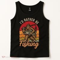 Sasquatch Bigfoot I'd Rather Be Fishing Tank Top thumb 2