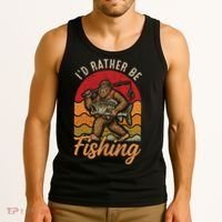 Sasquatch Bigfoot I'd Rather Be Fishing Tank Top thumb 3