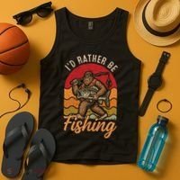 Sasquatch Bigfoot I'd Rather Be Fishing Tank Top thumb 4