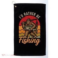 Sasquatch Bigfoot I'd Rather Be Fishing Golf Towel thumb 0