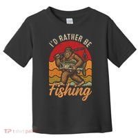 Sasquatch Bigfoot I'd Rather Be Fishing Toddler T-Shirt thumb 0