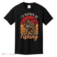 Sasquatch Bigfoot I'd Rather Be Fishing Kids T-Shirt thumb 0