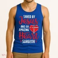 Saved By Jesus Open Heart Surgery Bypass Surgery Survivor Cool Gift Tank Top thumb 3