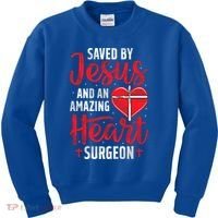 Saved By Jesus Open Heart Surgery Bypass Surgery Survivor Cool Gift Kids Sweatshirt thumb 0