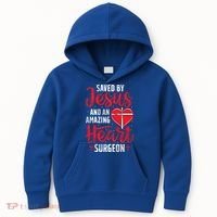 Saved By Jesus Open Heart Surgery Bypass Surgery Survivor Cool Gift Kids Hoodie thumb 0