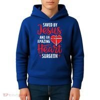 Saved By Jesus Open Heart Surgery Bypass Surgery Survivor Cool Gift Kids Hoodie thumb 4