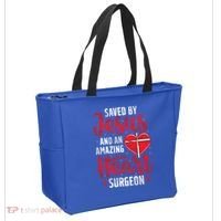 Saved By Jesus Open Heart Surgery Bypass Surgery Survivor Cool Gift Tote Bag thumb 2
