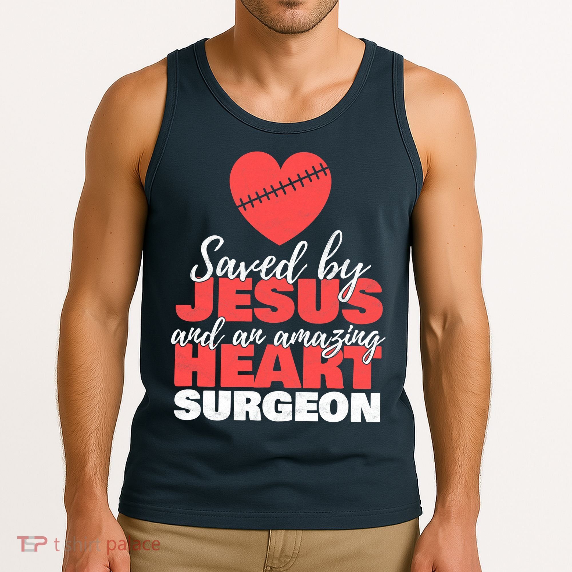 Saved By Jesus Heart Surgeon Surgery Survivor Tank Top