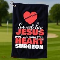 Saved By Jesus Heart Surgeon Surgery Survivor Golf Towel thumb 1