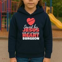 Saved By Jesus Heart Surgeon Surgery Survivor Kids Hoodie thumb 3
