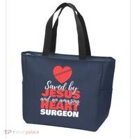 Saved By Jesus Heart Surgeon Surgery Survivor Tote Bag thumb 3