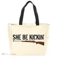 She Be Kickin Guns Saying Cool Hot Women Lady Tote Bag thumb 0