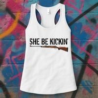 She Be Kickin Guns Saying Cool Hot Women Lady Women's Tank Top thumb 3